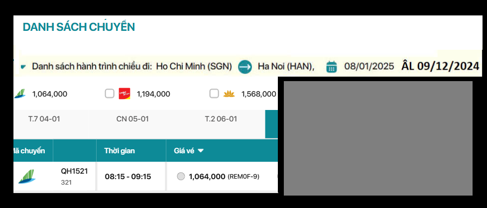 Hồ Chí Minh - Phú Quốc 08/01/2025 ÂL 09/12/2024 Số 1